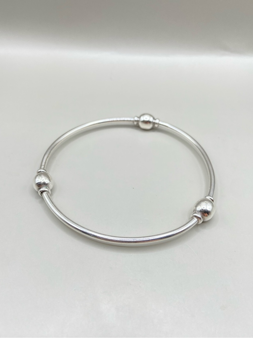 Silver Ball Station Bangle Bracelet